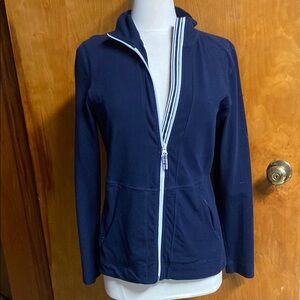 Talbots T Blue Workout Jacket with Sporty Trim Pockets medium